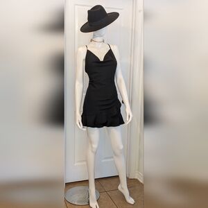 Mackenzie & Me  Black Solid  Skort Dress Adjustable Straps Small Edgy Elegant